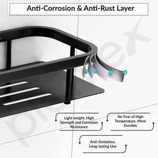 Plantex 304 Stainless Steel Bathroom Shelf/Wall Mounted Bathroom Organiser with Drill/Kitchen Storage Shelf(15X5 Inch-Black Finish)