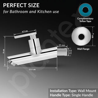 Plantex Pure Brass Bib Tap with Water Saving Aerator/Tap for Wash Basin with Brass Wall Flange and Teflon Tape/Wall Mount Bib Tap- 7 Year Warranty (BAL-502 -Chrome)