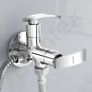 Plantex Pure Brass 2 way Angle Valve Tap/Angle Cocke for Bathroom with Teflon Tap (ZUR-1506, Chrome)