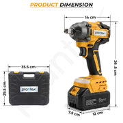 Plantex 21V Brushless Cordless Impact Wrench/1/2 Inch Drive/350N.m Electric Impact Wrench Kit with 2 Li-Ion Batteries/Charger/Sockets & Carrying Case - (Yellow, ML-W012)