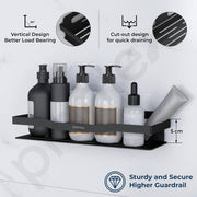 Plantex Self Adhesive Bathroom Shelf/Stainless Steel Shelf/Soap Holder for Kitchen/Tumbler Holder/Bathroom Organiser without Drill - ( 12 x 4 Inch,Black, Combo)