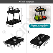 Plantex GI-Steel 2 Tier Shelf/Multipurpose Rack/Storage Rack for Kitchen/Fruit & Vegetable Basket for Kitchen - Pack of 1, (Black)