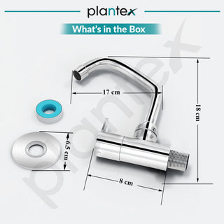Plantex Pure Brass Kitchen Sink Tap with 360° Extended Swivel Spout/Basin Tap with Water Saving Aerator/Sink Tap for Kitchen Basin with Brass Wall Flange-7 Year Warranty (FLO-810- Chrome)