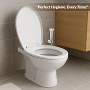 Plantex Hygienic Toilet Combo/ Polypropylene Toilet Seat Cover for Bathroom/ Pure Brass Health Faucet set with 1.20 meter Hose Pipe for Toilet with Wall Hook - Combo (Chrome)