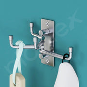 Plantex 4 Pin Stainless Steel Flexible Wall Hooks/Wall Hooks for Hanging Strong/Cloth Wall Hanger/Bathroom Accessories - Pack of 2 (Matt)