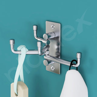 Plantex 4 Pin Stainless Steel Flexible Wall Hooks/Wall Hooks for Hanging Strong/Cloth Wall Hanger/Bathroom Accessories - Pack of 2 (Matt)