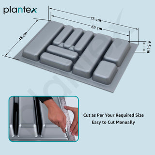 Plantex Cutlery tray for Kitchen Drawer/Cutlery Cosmetic Stationary Organizer/Cabinet Cutlery Tray Organizer for Modular Kitchen - (Grey-28.5x18.5 INCH)