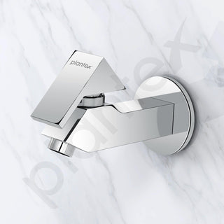 Plantex Pure Brass PRI-301 Water Tap for Bathroom with Water-Saving Technology Tap/Wall Mount Bib Tap with Wall Flange & Teflon Tape-7 Year Warranty (Chrome Finish)