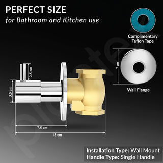 Plantex 25 mm Pure Brass Flush Valve with Teflon Tape & Brass Wall Flange for Commercial & Residential Use-7 Year Warranty (ICO-920-Chrome)