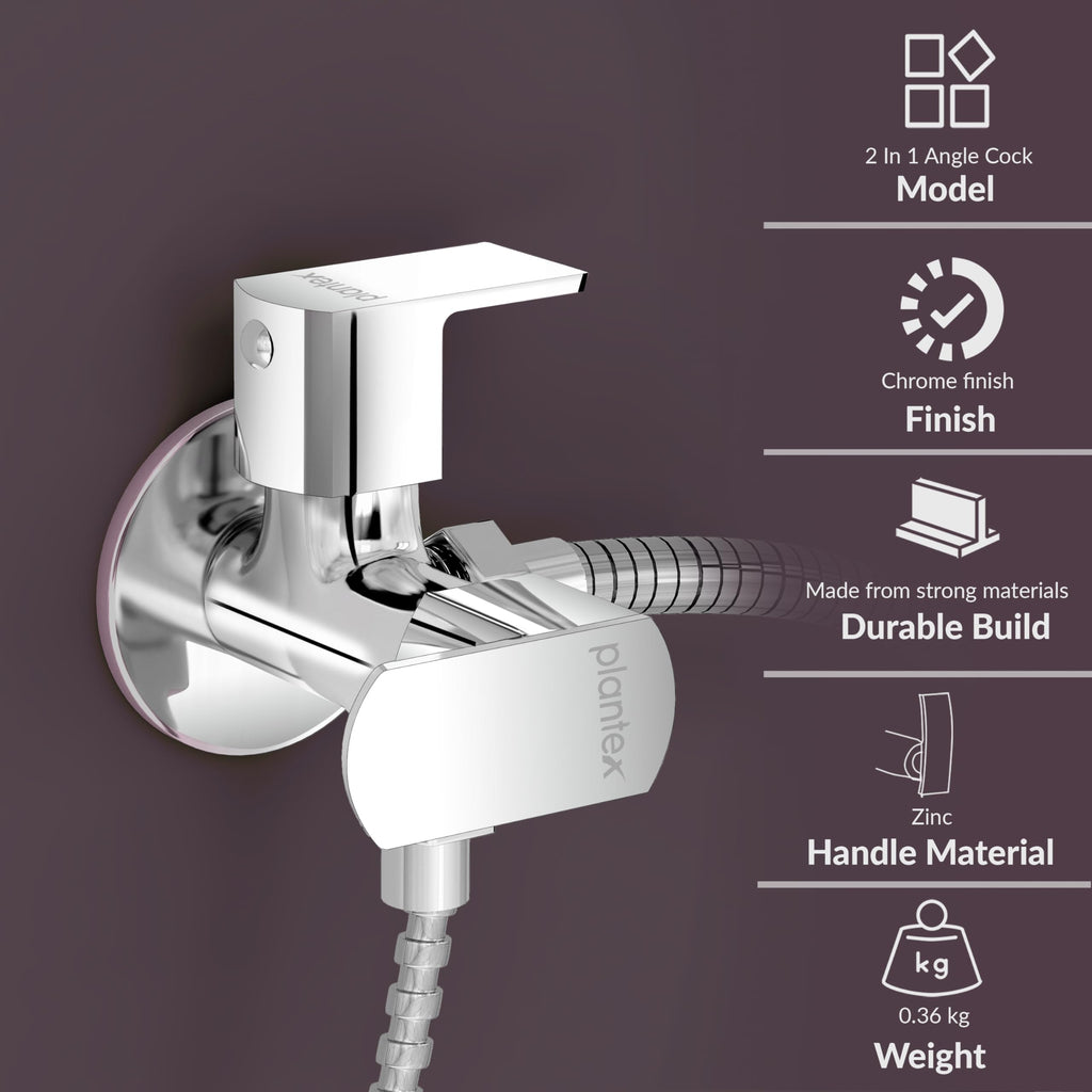 Plantex Angle Valve for Bathroom/2 Way Angle Valve with Teflon Tap/Two ...