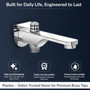 Plantex Pure Brass Spout for Bathroom with Brass Wall Flange and Teflon Tape/Button Attachment for Hand Shower-(ORN-222-Chrome)
