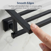 Plantex 304 Grade Stainless Steel 24-inch Bathroom Towel Hanger/Towel Rack/Towel Stand/Holder/Bathroom Accessories - Squaro (Black)