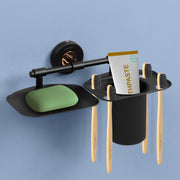 Plantex Brass With 304 Grade Stainless Steel 2 in1 Soap Dish with Tumbler Holder/Soap Stand/Tooth Brush Holder Bathroom Accessories - RDAB (Black)
