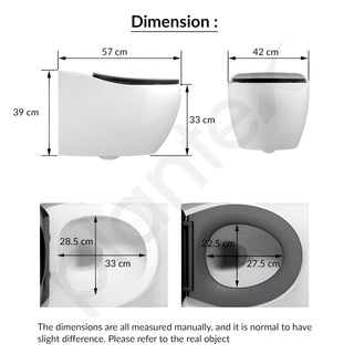 Plantex Imported Commode/Ceramic Wall Hung Commode/Rimless Washdown Western Toilet with Soft Closing Toilet Seat - P Trap Outlet (White and Black)