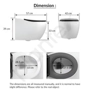 Plantex Imported Commode/Ceramic Wall Hung Commode/Rimless Washdown Western Toilet with Soft Closing Toilet Seat - P Trap Outlet (White and Black)