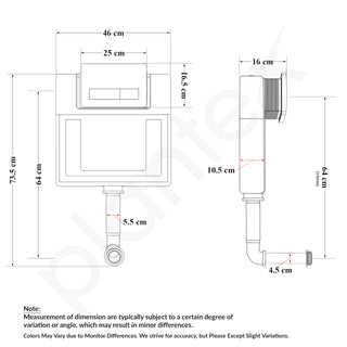 Plantex Concealed Tank for Commode/Cistern Flush Tank for Toilet with 8 LTR Capacity/Flushing Cistern Tank/Slim and Stylish Dual Flush Tank with All Internal Accessories - Pack of 1 (White)