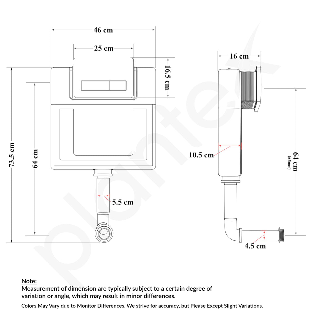 Plantex Concealed Tank for Commode/Cistern Flush Tank for Toilet with 8 ...