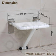 Plantex 304 Grade Stainless Steel and ABS Shower Seat for Bathroom/Shower Chair/Bathroom Chair for Senior Citizen/Foldable Shower Stool for Senior Citizens & Disabled - White