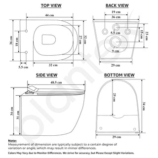 Plantex Imported Ceramic Wall Hung Commode/Rimless Washdown Western Toilet/Commode with Soft Close Toilet Seat - P Trap (Round- Dark Blue)