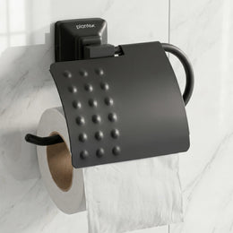 Plantex 304 Grade Stainless Steel Toilet Paper Holder for Bathroom/Toilet Roll Holder/Toilet Tissue Paper Roll Holder/Bathroom Accessories - Squaro (Black)