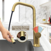 Plantex Single Lever Pull Down Kitchen Tap/Mixer Tap for Bathroom Hot and Cold/360Ãƒâ€šÃ‚Â° Swivel Spout Kitchen Sink Tap- Deck Mounted - (8991-Gold)