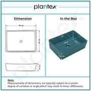 Plantex Ceramic Washbasin for Bathroom/Rectangle Tabletop Wash Basin/Countertop Vessel Sink for Home/Office (Matt Green - 20 x 14 x 6 Inch)