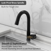 Plantex Swan Neck for Bathroom with Brass Spindle/Pillar Cock Water Tap/Table Top Basin Tap with Teflon Tape - Pack of 1 (Black)