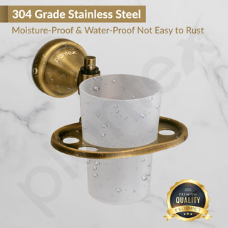 Plantex 304 Grade Stainless Steel Toothbrush Holder/ABS Tumbler Stand for Bathroom and Wash Basin/Bathroom Accessories - Niko (Antique)
