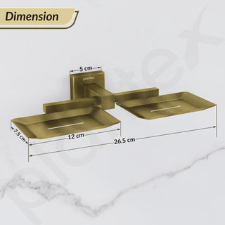 Plantex Stainless Steel Double Soap Holder for Bathroom/Soap Case/Dual Soap Dish/Soap Storage/Bathroom Accessories - Pack of 1, Aqua (Brass Antique)