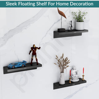 Plantex Stainless Steel Bathroom Shelf/Floating Shelf/Storage Organizer/Rack for Bathroom/Kitchen/Living-Room/Bathroom Accessories - Wall Mount (Matt Black - 14x5 Inches)