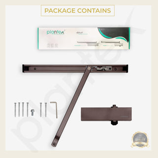 Plantex Automatic Aluminium Soft Door Closer with Double Speed for Heavy Door/Hydraulic Pelmet Arm Door Closer for Hotel-Home-Office (ISO 9001 Certified) (Capacity 120 Kg, Brown)
