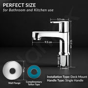 Plantex Pillar Cock Water Tap/Pure Brass Pillar Cock for Wash Basin with Teflon Tape/Single Lever Tabletop Basin Tap - (Flip, Chrome)