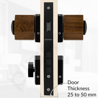Plantex Heavy Duty Door Lock/Stainless Steel and Wooden Main Door Mortise Lock Handle/Handle Set for Home/Office/Door Accessories (Black, Wooden)