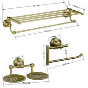 Plantex 304 Grade Stainless Steel Bathroom Accessories Set of 3 - Towel Stand/Napking Hanger/Dual Soap Holder for Bathroom - Skyllo (Brass Antique)