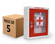 Plantex Metal First Aid Box/Emergency Medical Kit for Medicine Storage/Multi Compartment First Aid Kit Box for Home, School, Office with Key Lock - Pack of 5 - (Red & Ivory)