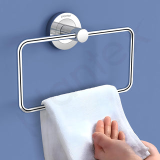 Plantex Stainless Steel Towel Ring for Bathroom/Wash Basin/Napkin-Towel Hanger/Bathroom Accessories (Chrome-Rectangular) - Pack of 2