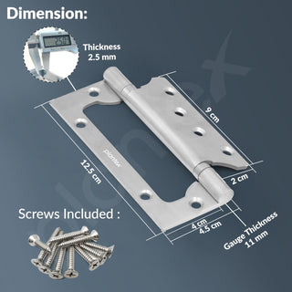 Plantex Butterfly Hinges for Door/Stainless Steel Door Hinges/Non-Mortise Hinges/5 Inch x 14 Gauge Hinges/2.5 mm Hinges for Home/Office/Hotel - Pack of 4 (Chrome)