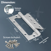Plantex Butterfly Hinges for Door/Stainless Steel Door Hinges/5 Inch x 14 Gauge Hinge/2.5 mm Hinges for Home/Office/Hotel/Non-Mortise Hinge - Pack of 24 (Chrome)