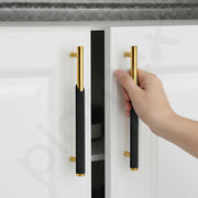Plantex Stainless Steel & Aluminium Cabinet Handle/160mm Wardrobe Door Handle/Cupboard Pull-Push Handles for Home/Office - Pack of 2 (Black & Gold)