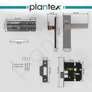 Plantex Heavy Duty Door Lock ÃƒÂ¢Ã¢â€šÂ¬Ã¢â‚¬Å“ Bathroom Door Lock/Mortise 8inch Keyless Plate Handle Set for Home/Bathroom/Store Room/Balcony/Office with Baby Latch (8116, Satin Black & PVD Choco)