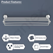 Plantex 304 Grade Stainless Steel 24 inch Folding Towel Rack for Bathroom/Towel Stand/Hanger/Towel Bar/Bathroom Accessories - Oreo (Chrome)