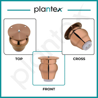 Plantex 3 Inch Sofa Legs for Bed Furniture/Sofa Legs for Table/Sofa Support Legs with Rubber Grip (Rose Gold, 8 Pcs)