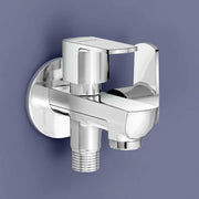 Plantex Two Way Tap for Washing Machine/Quarter Turn 2 in 1 Bib Cock/Wash Basin tap with Teflon Tape and Wall Flange/2 Way Bathroom Tap with Brass Spindle -(Saga-Chrome)