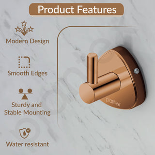 Plantex J4 Stainless Steel Clothes Hanger for Wall/Hangers for Bathroom/Robe Hook/Bathroom Accessories (PVD Rose Gold Finish) Angel
