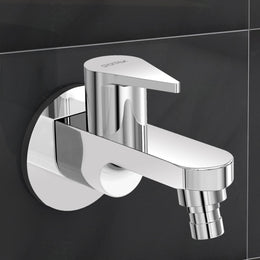Plantex Pure Brass PAC-1828 Washing Machine Tap with Teflon Tape & Brass Wall Flange/Nozzle Tap for Garden-7 Year Warranty (Mirror Chrome Finish)