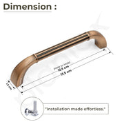 Plantex Cabinet Handle/128mm Handle for Wardrobe/Kitchen Handle/Pull-Push Handle for Home/Office - Pack of 2 (Brass Antique Copper)