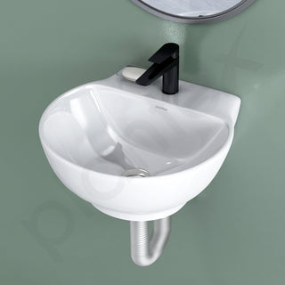 Plantex Ceramic Wash Basin/Basin for Bathroom/Washbasin with 10 Years Glaze Warranty by Plantex/Bathroom Sink for Hotel, Living Room (Glossy White/Rosy - 12 x 12.5 x 5 Inch)