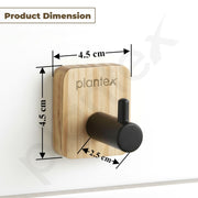 Plantex Wooden Wall Hanging Hook/Square Self Adhesive Robe Hooks for Kitchen/Bathroom/Bath Towel Hook/Stylish Home Decor Items - Pack of 4 (Black Wooden)