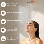 Plantex Stainless Steel Overhead Shower 4 x 4 inch with Water-Saving Technology/High pressure Rain Shower Head without Arm/Bathroom Shower -(Ultra Slim-PVD Rose Gold)