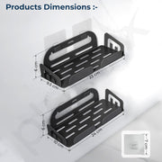 Plantex Bathroom Organiser Without Drill/Self Adhesive Bathroom Shelf/Stainless Steel Shelf For Bathroom- Pack of 2 (10x4 Inch,Black)